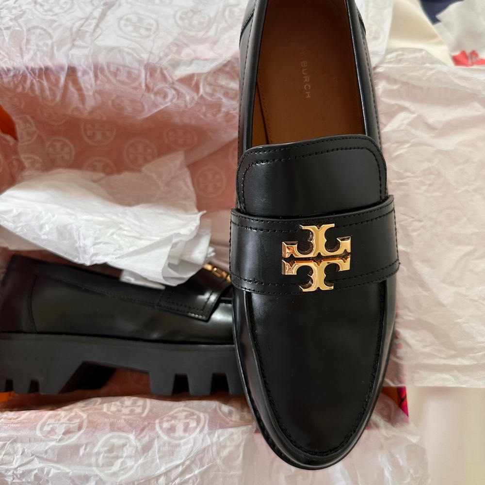 Tory Burch Black Loafers with Gold Accent